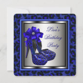 Elegante Royal Blue Birthday Party Einladung (Vorderseite)