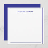 Elegante Royal Blue Border Name Note Card Mitteilungskarte (Vorne/Hinten)