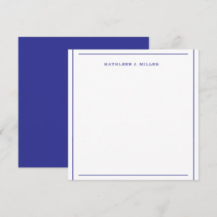 Elegante Royal Blue Border Name Note Card Mitteilungskarte