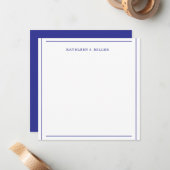 Elegante Royal Blue Border Name Note Card Mitteilungskarte (Vorderseite/Rückseite Beispiel)