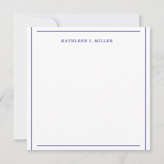 Elegante Royal Blue Border Name Note Card Mitteilungskarte (Vorderseite)