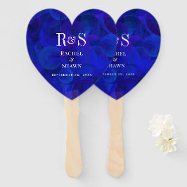 Elegante Royal Blue Chic Moderne Monogram Wedding Fächer
