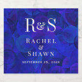 Elegante Royal Blue Chic Moderne Monogram Wedding Schaumweinetikett (Einzelnes Label)