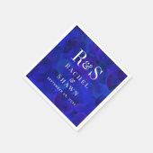 Elegante Royal Blue Chic Moderne Monogram Wedding Serviette (Ecke)