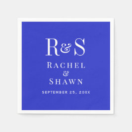 Elegante Royal Blue Chic Moderne Monogram Wedding Serviette
