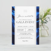 Elegante Royal Blue Gala Fundraising-Veranstaltung Einladung (Stehend Vorderseite)