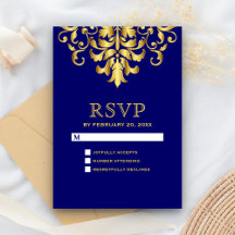 Elegante Royal Blue Gold Damask Hochzeit