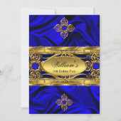 Elegante Royal Blue Gold Gems Silk Birthday Party  Einladung (Vorderseite)