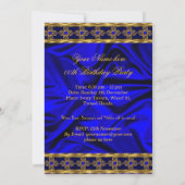 Elegante Royal Blue Gold Gems Silk Birthday Party  Einladung (Rückseite)