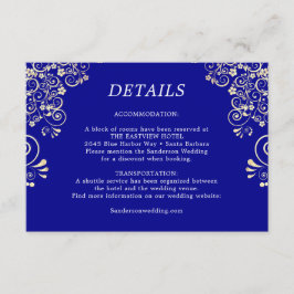 Elegante Royal Blue Gold Hochzeiten Details Begleitkarte