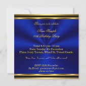 Elegante Royal Blue Gold Pearl Birthday Party Einladung (Rückseite)
