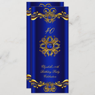 Elegante Royal Blue Jewel Gold Geburtstagsparty 3 Einladung