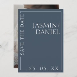 Elegante Royal Blue Opulence Minimal Foto Hochzeit Save The Date