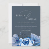 Elegante Royal Blue Opulence Rose Hochzeit Einladung (Vorderseite)