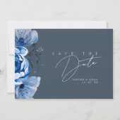 Elegante Royal Blue Opulence Rose Hochzeit Save The Date (Vorderseite)