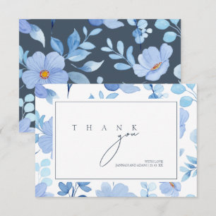 Elegante Royal Blue Opulence Wildblumen Hochzeit Dankeskarte