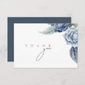 Elegante Royal Blue Rose Blumenhochzeit Dankeskarte (Vorne/Hinten)