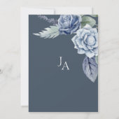 Elegante Royal Blue Rose Blumenhochzeit Einladung (Rückseite)