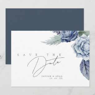 Elegante Royal Blue Rose Blumenhochzeit Save The Date