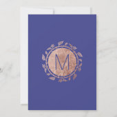 Elegante Royal Blue Rose Gold Floral Verlobung Einladung (Rückseite)