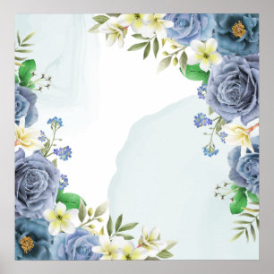 Elegante Royal Blue Rose Hochzeit Einladung Poster