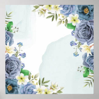 Elegante Royal Blue Rose Hochzeit Einladung Poster