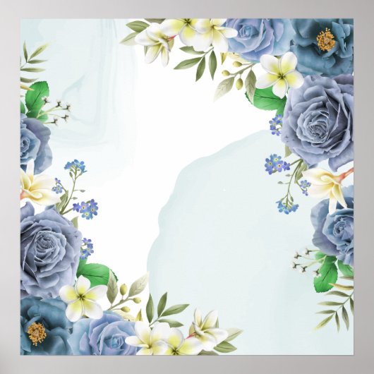 Elegante Royal Blue Rose Hochzeit Einladung Poster (Vorne)