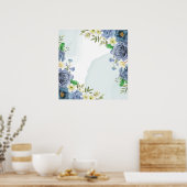 Elegante Royal Blue Rose Hochzeit Einladung Poster (Küche)