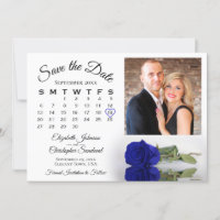 Elegante Royal Blue Rose Kalender & Foto Wedding