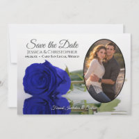 Elegante Royal Blue Rose mit Oval Foto Wedding