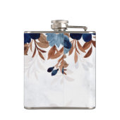 elegante Royal Blue Rustic moderne Savedate. Flachmann (Rückseite)