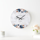 elegante Royal Blue Rustic moderne Savedate. Große Wanduhr (Zuhause)