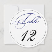 Elegante Royal Blue Script Round Tischnummer Cards (Rückseite)