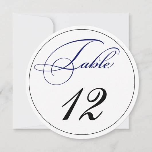 Elegante Royal Blue Script Round Tischnummer Cards (Vorderseite)