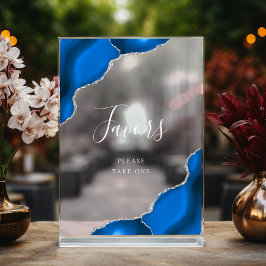 Elegante Royal Blue Silver Agate Gastgeschenke Hoc Acrylschild