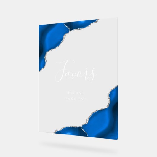 Elegante Royal Blue Silver Agate Gastgeschenke Hoc Acrylschild (Winkel)