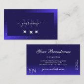 Elegante Royal Blue Sparkling Diamonds and Initial Visitenkarte (Vorne/Hinten)