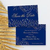 Elegante Royal Blue und Gold Frische Pasta machen Save The Date