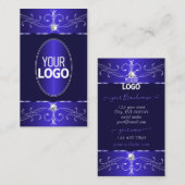 Elegante Royal Blue Verziert Ornaments mit Logo Ch Visitenkarte (Vorne/Hinten)