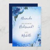 Elegante Royal Blue Watercolor Einladung (Vorne/Hinten)