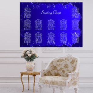Elegante Royal Blue Wedding Reception Seating Char Poster