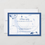 Elegante Royal Blue White Wedding RSVP Reply Card (Vorderseite)