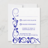 Elegante Royal Blue White Wirbel UAWG / Antwortkar Einladung (Rückseite)