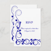 Elegante Royal Blue Wirbel RSVP Karte (Vorne/Hinten)