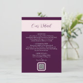 Elegante Royal Crimson QR Wedding Detail Card (Stehend Vorderseite)