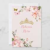 Elegante Royal Crown Blush Pink Gold Quinceñera Einladung (Rückseite)
