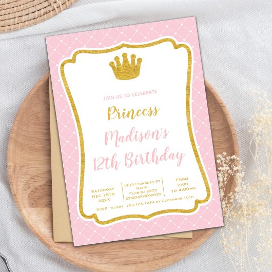 Elegante Royal Frame Party Card für Mädchen Einladung