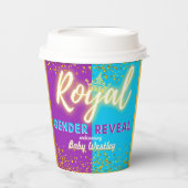 Elegante Royal Gender Reveal Lila & blau Pappbecher (Vorderseite)