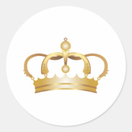 Elegante Royal Gold Crown Runder Aufkleber