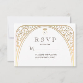 Elegante Royal Gold Monogram Wedding RSVP Card Karte